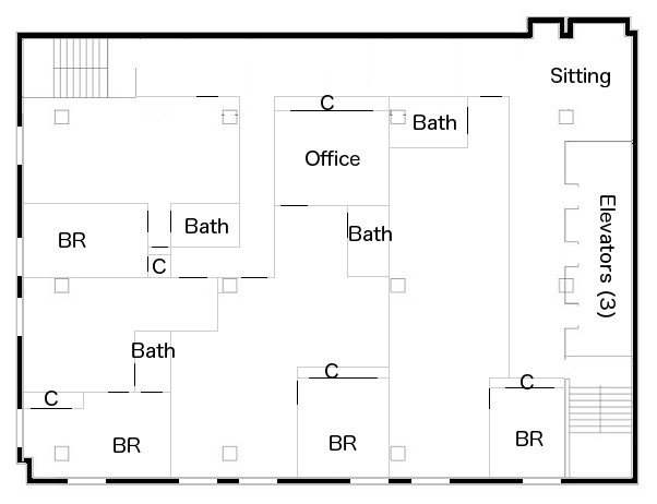 Sample floor plan for apartments at 88 Elm.