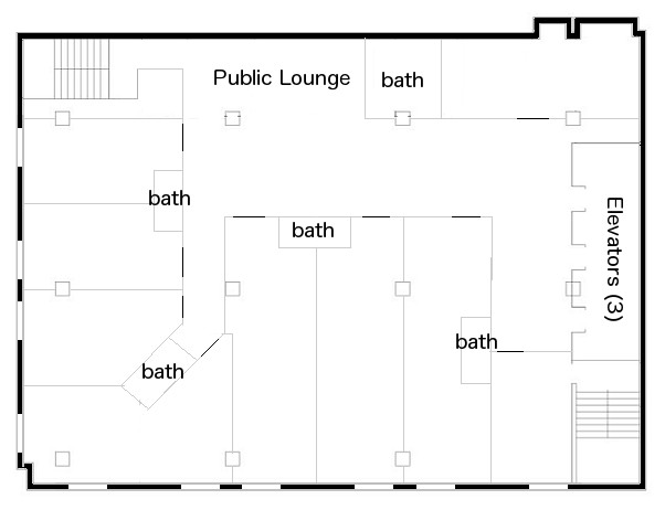Sample floor plan for student housing at 88 Elm.