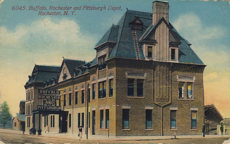 Buffalo Rochester & Pittsburgh Depot. (looking from Main and W. Broad Streets). This is now home of Nick Tahou's Hots.