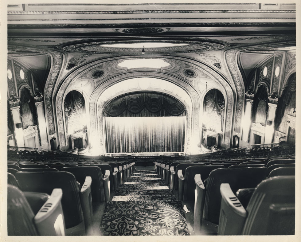RKO Palace Theater stage. View from balcony. There was seating for 2,916 people. [PHOTO: D.O. Schultz / Rochester Theater Organ Society]