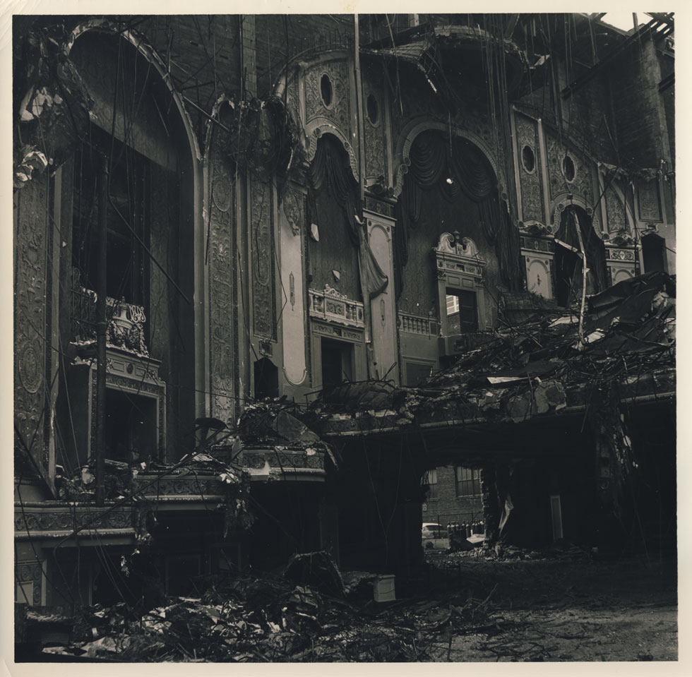 Rochester's RKO Palace Theater during demolition. 1965. [PHOTO: D.O. Schultz / Rochester Theater Organ Society]