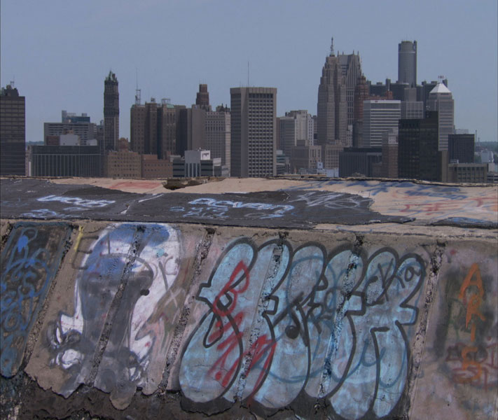 The latest installment in the BLUEPRINT AMERICA initiative takes viewers on a cinematic journey in search of America's transportation future. Pictured: A view of downtown Detroit from the top of the run-down Michigan Central Train Station. (Photo Credit: Lloyd Handwerker/WNET.ORG)