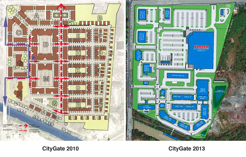 CityGate plans, 2010 vs 2013. [PHOTO: Joel Helfrich]