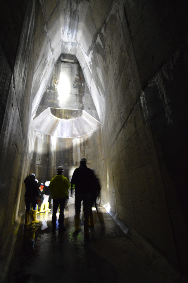 We're standing at the very bottom of a 50' drop shaft below Lyceum Street. [PHOTO: RochesterSubway.com]