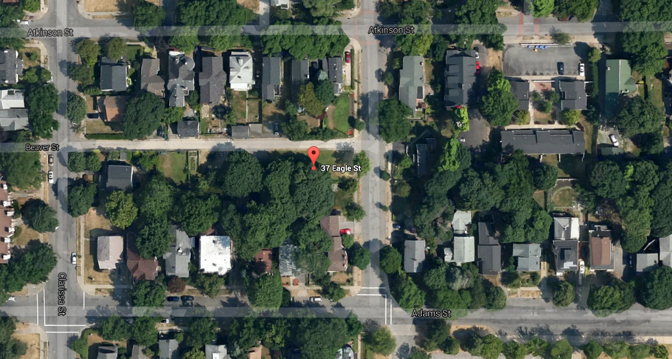 Satellite Photo of 37 Eagle Street, Rochester NY. [PHOTO: Google]