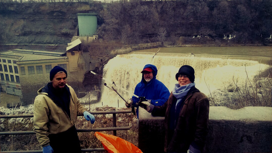 Cleaning at Rochester's Lower Falls [PHOTO: The Lower Falls Foundation]