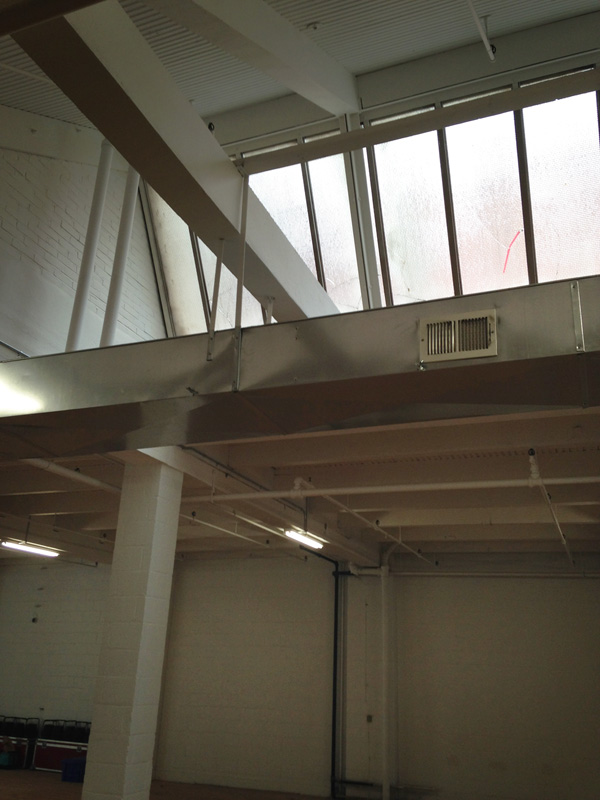 Saw-tooth skylights inside 210 South Avenue, Rochester NY. [PHOTO: Steve Vogt]