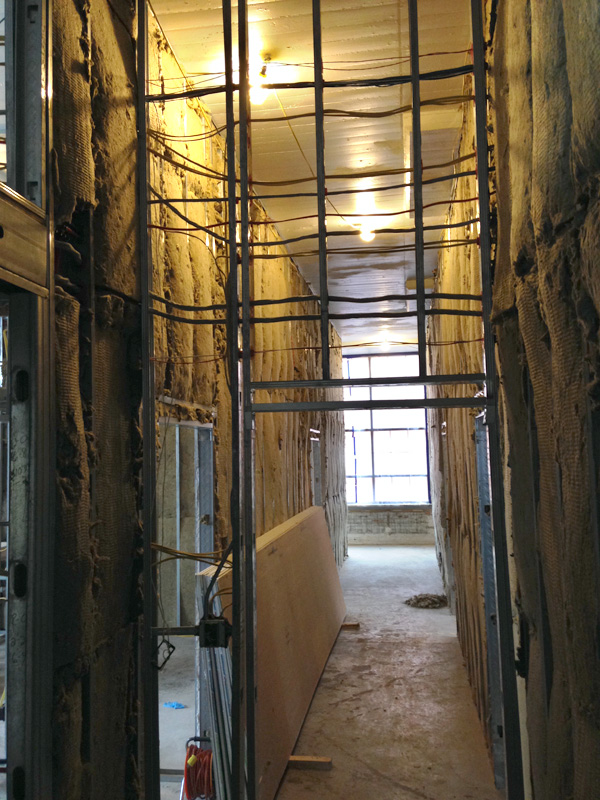 Hallway under construction at 210 South Avenue, Rochester NY. [PHOTO: Steve Vogt]