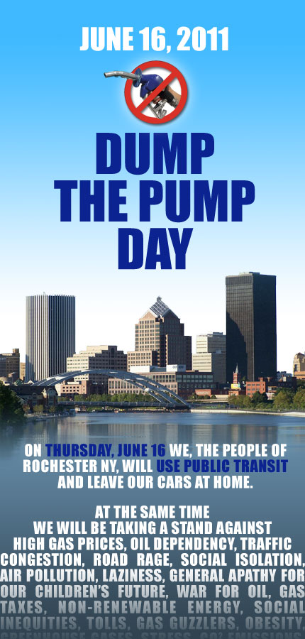 Join us for National Dump the Pump Day, Thursday June 16 2011.