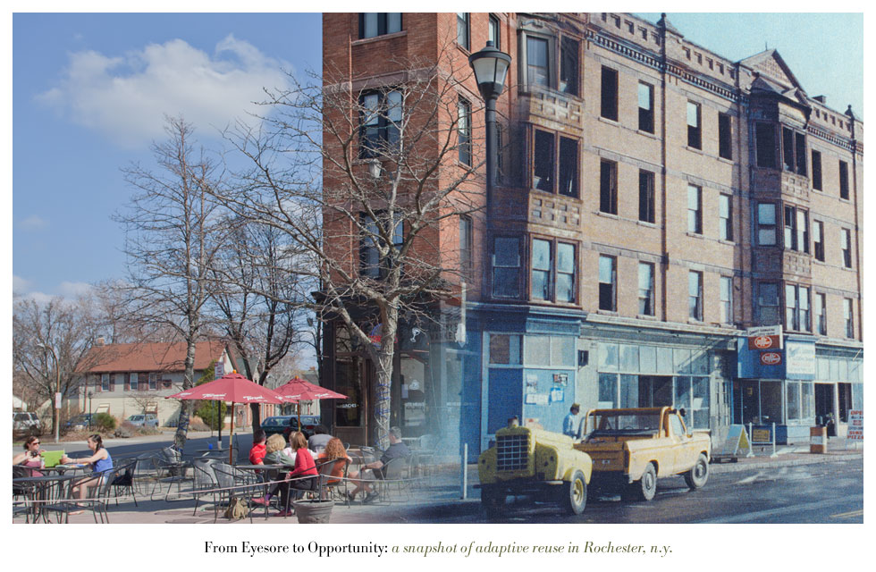 The Flatiron Building on University Avenue. From Eyesore to Opportunity: a snapshot of adaptive reuse in Rochester N.Y.