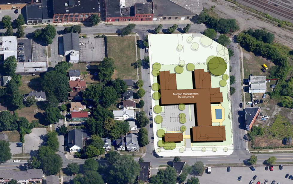 A possible solution to the 933 University Ave. development dispute... Put the Morgan development on this Gleason site instead. George Eastman House could then buy the Voiture House at 933 University. Density returns to the Holmes Tract - and everybody's happy?