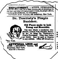 Advertisement for Dr. Tumblety's Pimple Banisher.