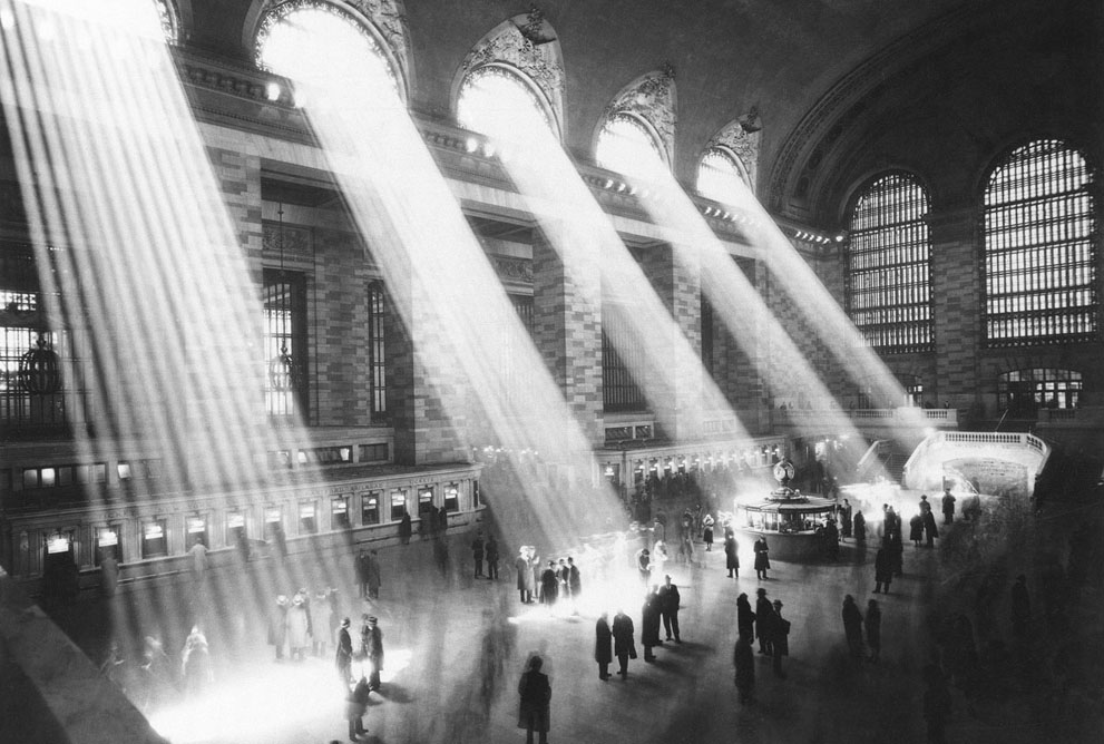 Sunlight streams through the windows in the concourse at Grand Central Terminal in New York City in 1954. [IMAGE: AP Photo]