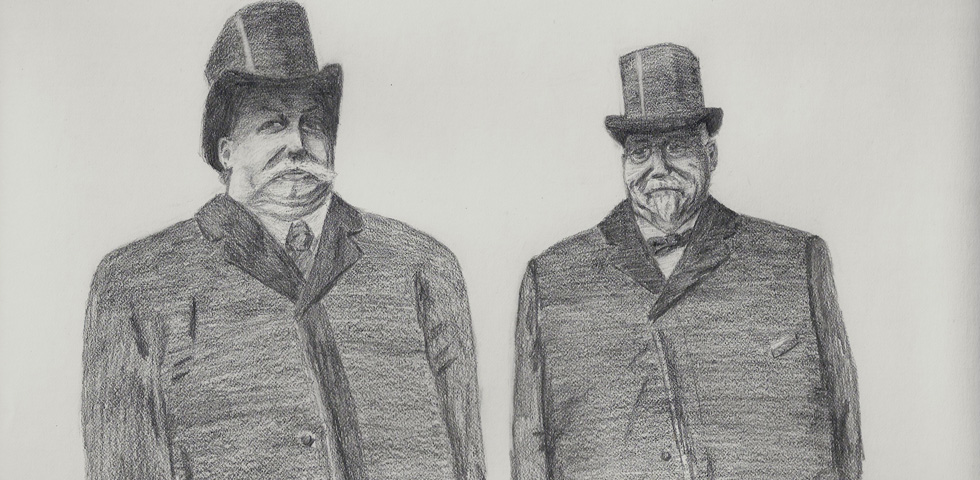 Artist rendering of Taft's meeting with Mayor Edgerton. Edgerton is positioned slightly behind Taft. [IMAGE: Jimmy Combs]