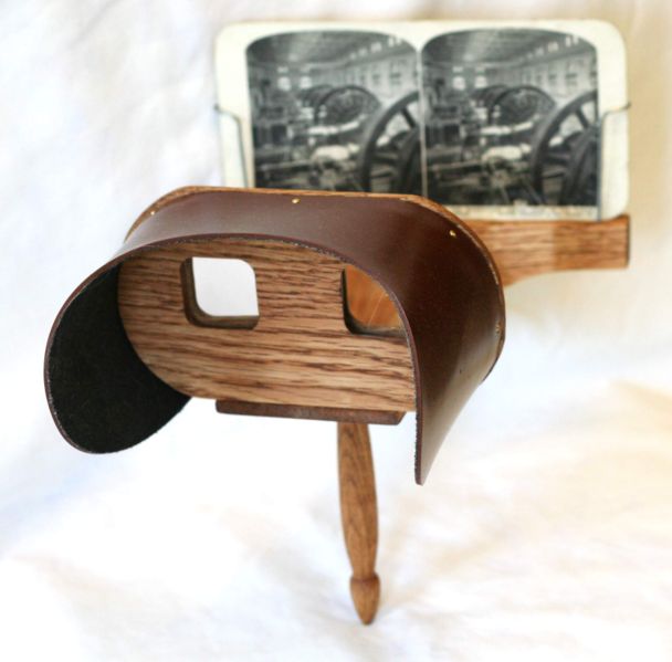 A stereoscope was used to view 3D stereograms. The Holmes Stereoscope was the most popular one in the 19th century. [PHOTO: Wikimedia Commons]