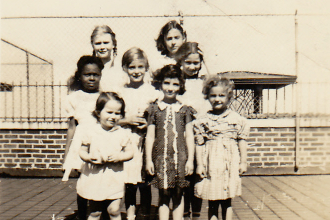 Children (patients) on the roof of Iola Tuberculosis Sanatorium (c.1939). That's Marilyn Casserino in the center. [PHOTO COURTESY OF: Marilyn Murphree]