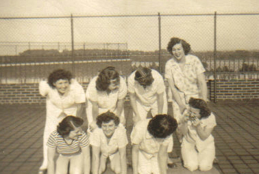 Jean Bissiett as a teenager, having fun with other patients on the roof at Iola (c.1946). [PHOTO COURTESY OF: Mark Hosier]