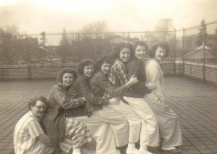 Jean Bissiett as a teenager, having fun with other patients on the roof at Iola (c.1946). [PHOTO COURTESY OF: Mark Hosier]