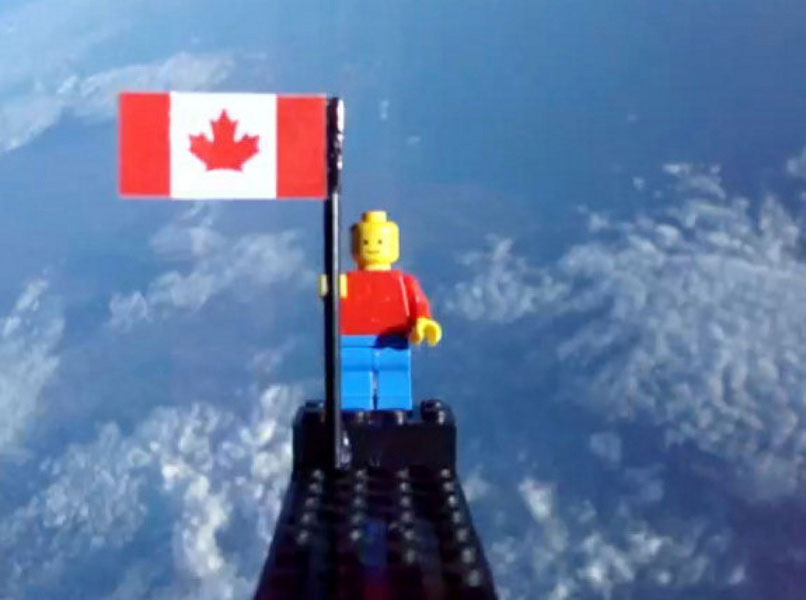 Two teenagers from Toronto, Ontario sent this Lego man into space riding a weather balloon. One really tiny step for Lego man; One giant leap for mankind. [PHOTO: via Toronto Star]