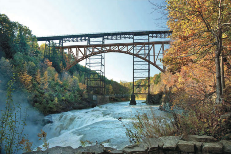 A third alternative to doing nothing or demolishing the old bridge; keep the old bridge and build a new one next to it. [RENDERING: Provided by NYSDOT]