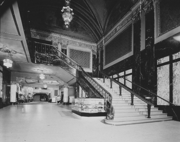 Stairway to main lobby. 1940. [PHOTO: Ossie Wieggel / George Eastman House]