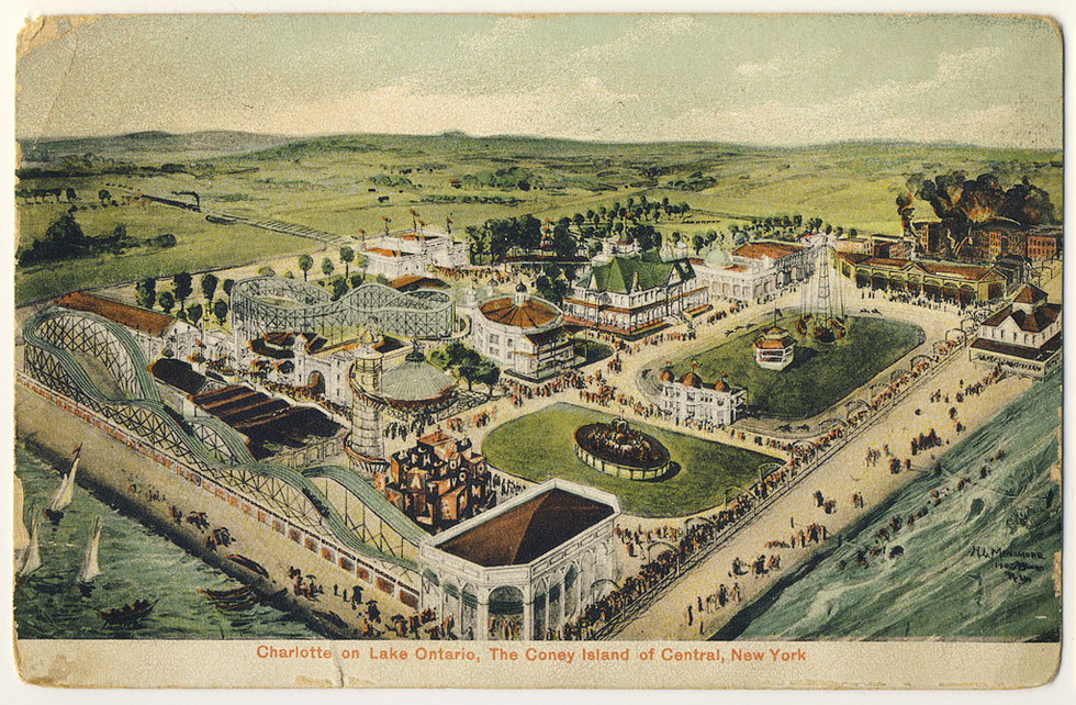 Birds eye view of Ontario Beach Park. c1900.