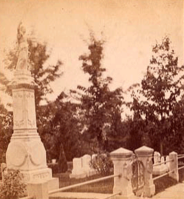 3D Stereogram of CJ Haydens Monument at Mount Hope Cemetery (c.1875) [PHOTO: Rochester Public Library]