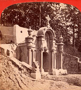 3D Stereogram of Pitkin Vault at Mount Hope Cemetery (c.1875) [PHOTO: Rochester Public Library]