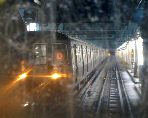 NYC Subway D Train crossing the Manhattan Bridge, New York City. Photo from jag9889's photostream on Flickr.