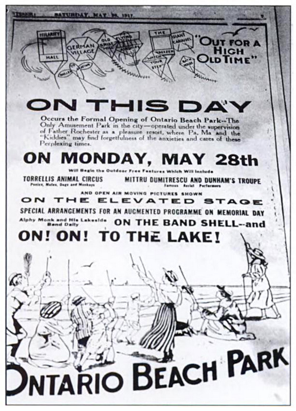Ontario Beach Park opening day poster. May 28, 1927.