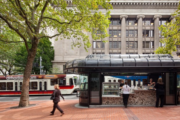 The City of Rochester has issued a Request For Proposals (RFP) to adaptively reuse, redevelop, and operate five former bus shelters on Main Street in downtown Rochester, NY. [PHOTO: Hennebery Eddy Architects, Inc.]