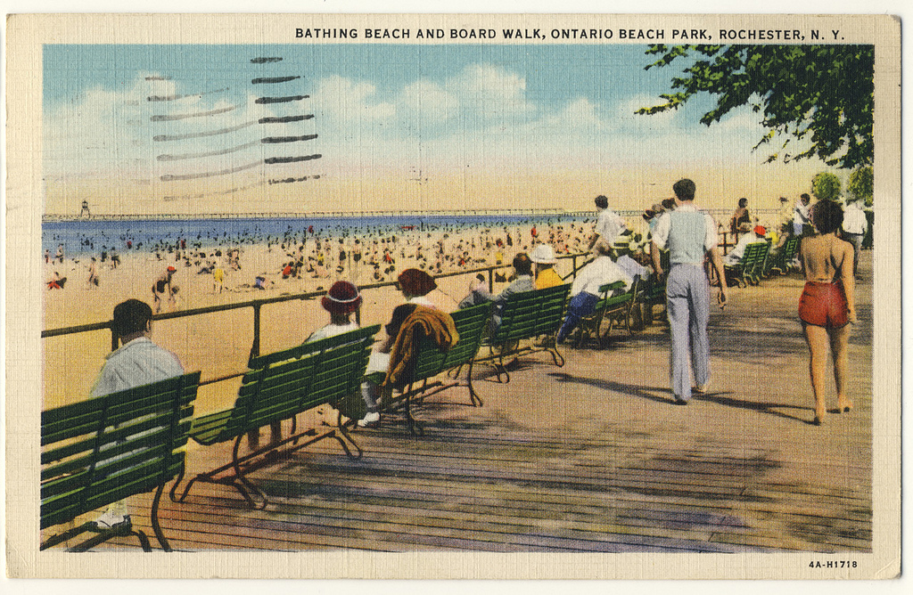 The boardwalk at Ontario Beach Park (c1930)... looking pretty much as it does today.