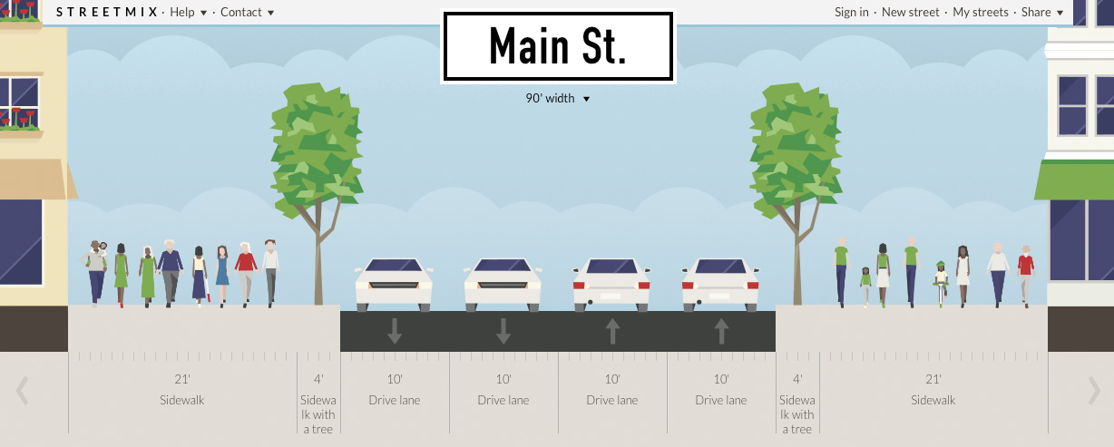 So there it is, Main St. Rochester. Booya. [IMAGE: Streetmix.net]