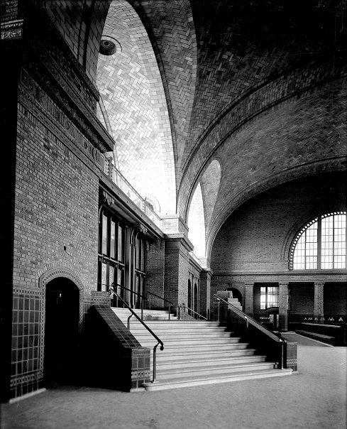 The interior of Rochester's missing rail station. The main waiting room with high arching windows and ornate ceiling would rival New York's Grand Central Station if it were around today.