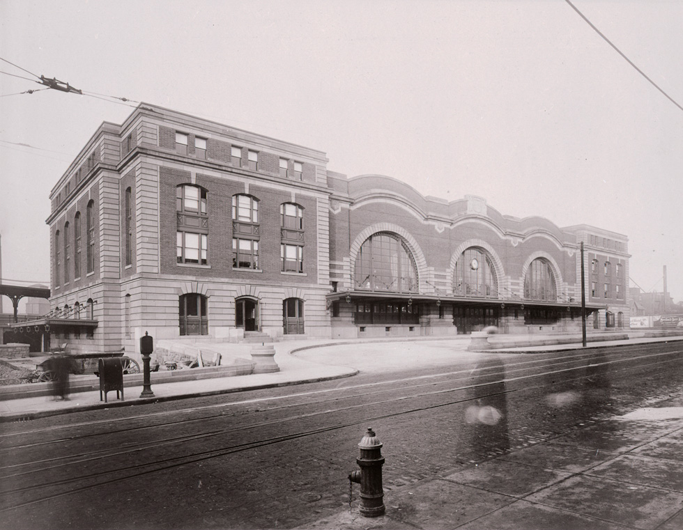 Exterior of Rochester's demolished New York Central Railroad Station designed by Claude Bragdon.