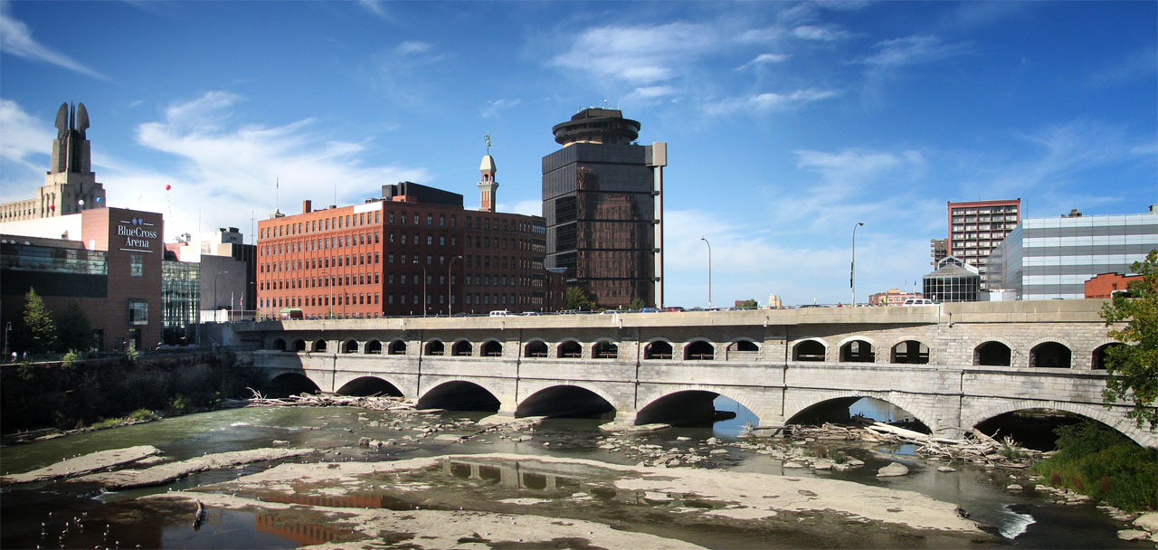 Rochester's aqueduct bridge has been a popular site for architecture and design students to reimagine. Its reuse could provide an economic lift for this downtown neighborhood. [PHOTO: RochesterSubway.com]
