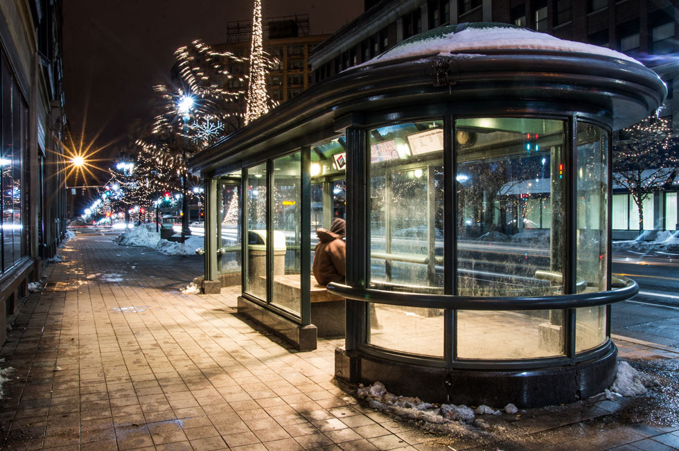 The City of Rochester has issued a Request For Proposals (RFP) to adaptively reuse, redevelop, and operate five former bus shelters on Main Street in downtown Rochester, NY. [PHOTO: RocPX.com]