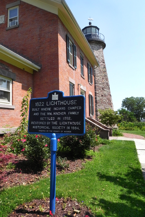 The historical marker in front of the lighthouse. [PHOTO: Joanne Brokaw]