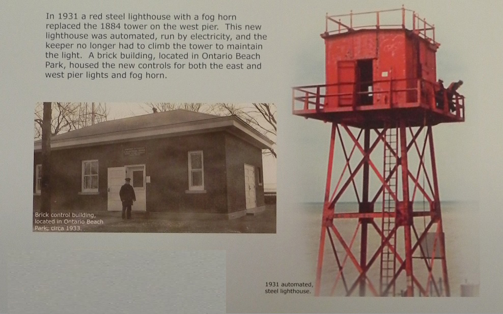 Brick control building, and automated, steel lighthouse. [IMAGE: Charlotte Lighthouse Museum]