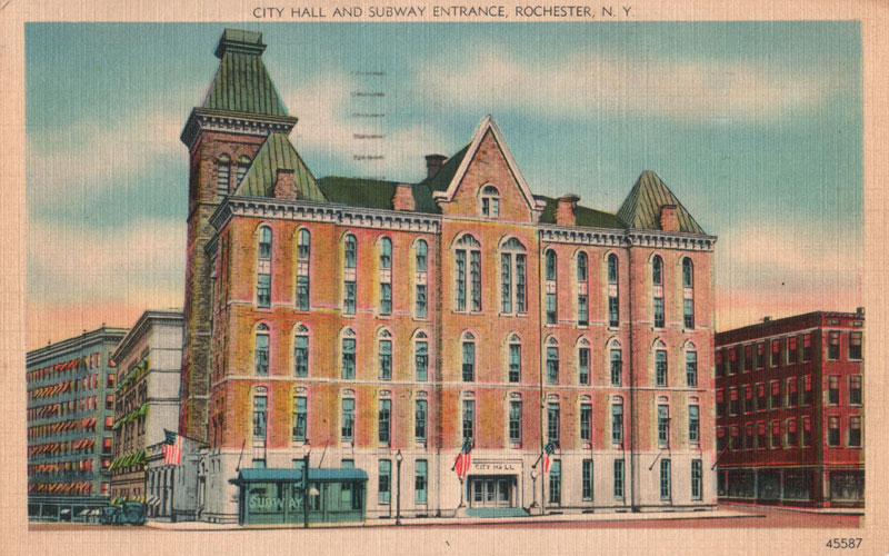 Post a photo of your favorite Rochester eyesore to www.Facebook.com/RocSubway. You could win a 16x10 reprint of this vintage postcard depicting Rochester City Hall and the subway entrance (c.1930).