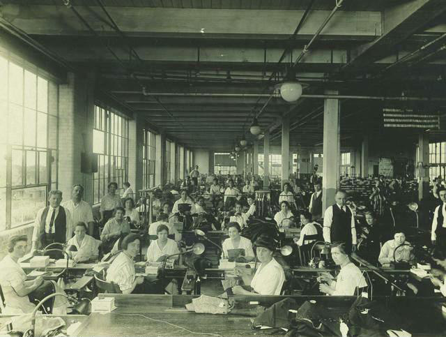 Possibly the interior of Adler Bros. or Michael-Stern clothing factory. c.1918. [PHOTO: Rochester Public Library]