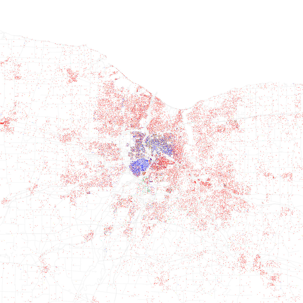 This is a map of racial and ethnic populations (and divisions) in Rochester. It was created by Eric Fischer using 2010 Census data. Inspired by Bill Rankin's 2009 map of Chicago. [FLICKr: Eric Fischer]