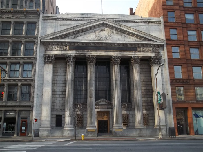 The former First National Bank will be converted into 'Forest Theater' for Greentopia Film. [PHOTO: Waymarking.com]