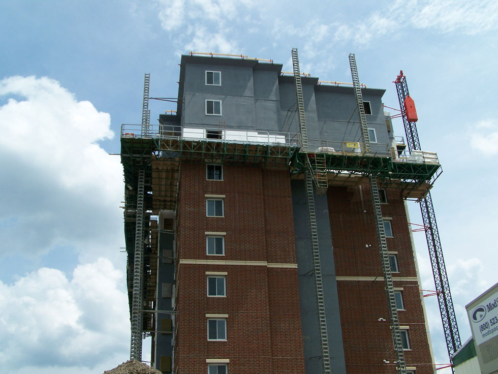 Construction on The Flats at Brooks Crossing, at University of Rochester. June 2014. [PHOTO: Jimmy Combs]