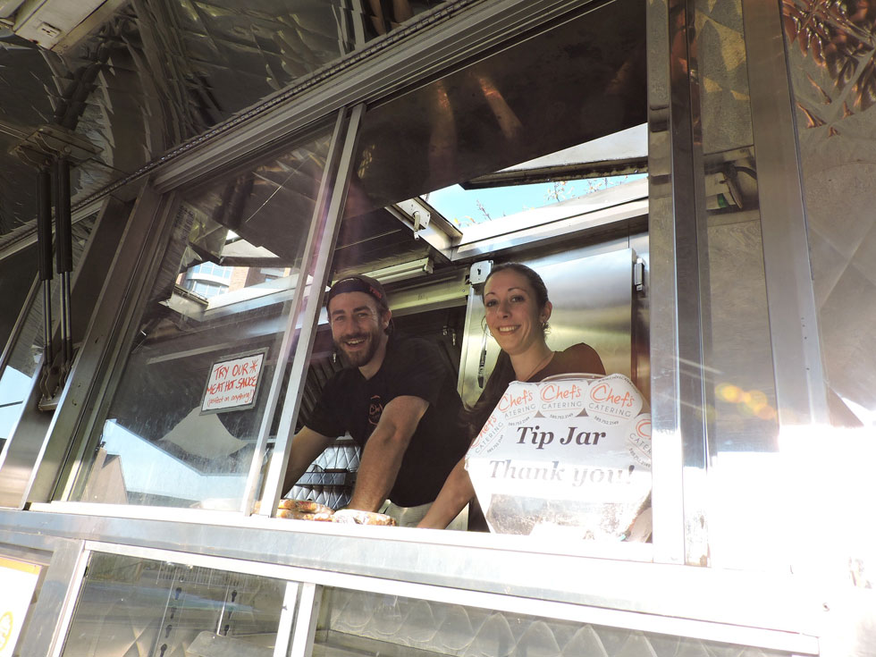 Shane and Nik, at Chef's food truck. [PHOTO: Joanne Brokaw]