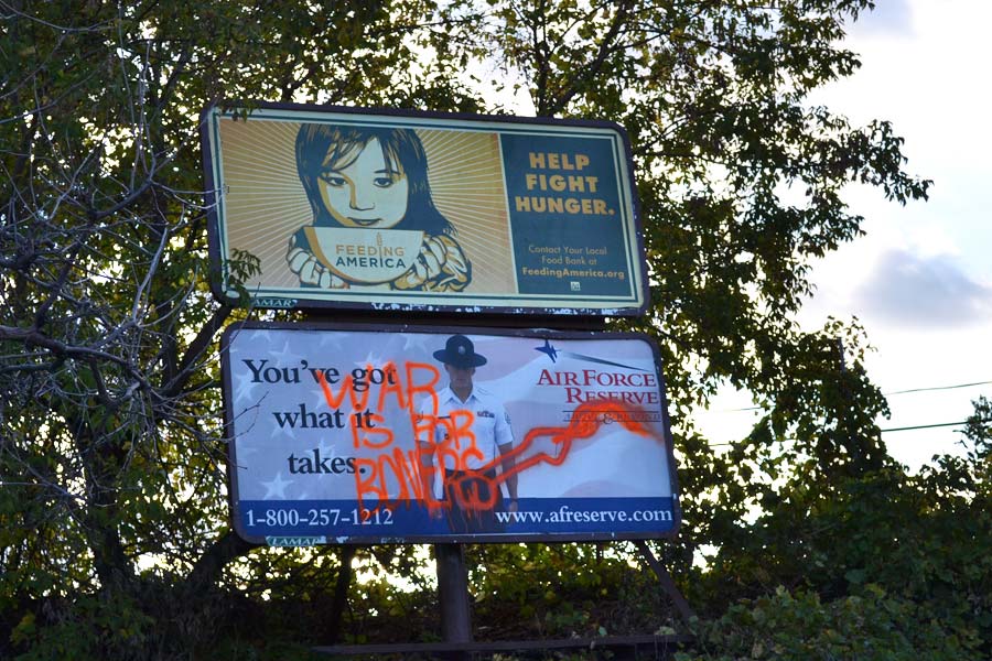Art is often politically charged. Or risque. Or both. This billboard was taken down last week.