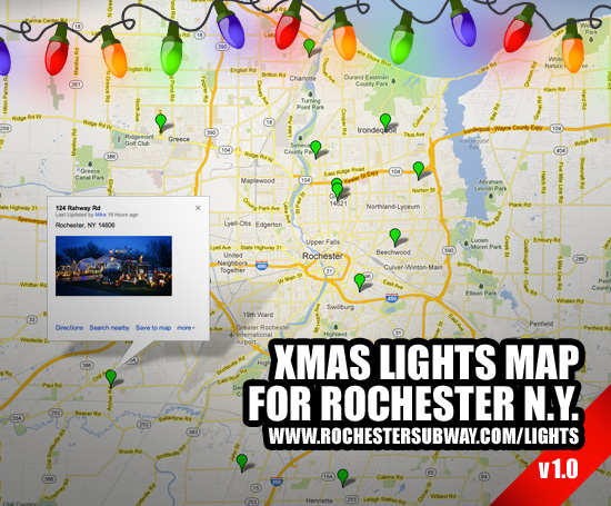 Use this Google map of the best Christmas/holiday light displays in Rochester, NY. You can add your own favorites to it.