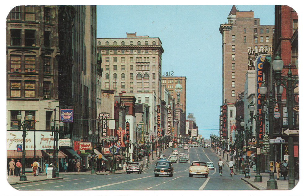 Main Street Rochester. c.1955-1960 [PHOTO: RochesterSubway.com Vintage Postcard Collection]
