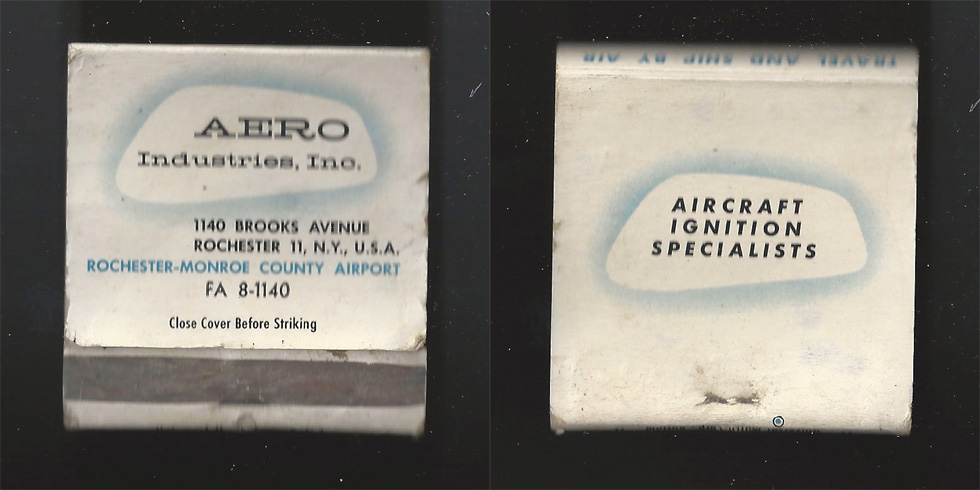 Aero Industries matchbook.