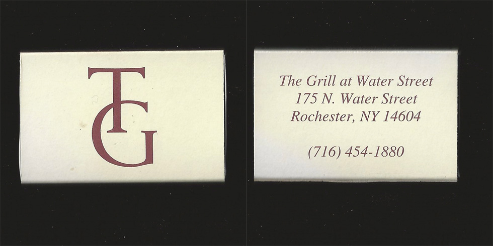 The Grill at Water Street matchbox.